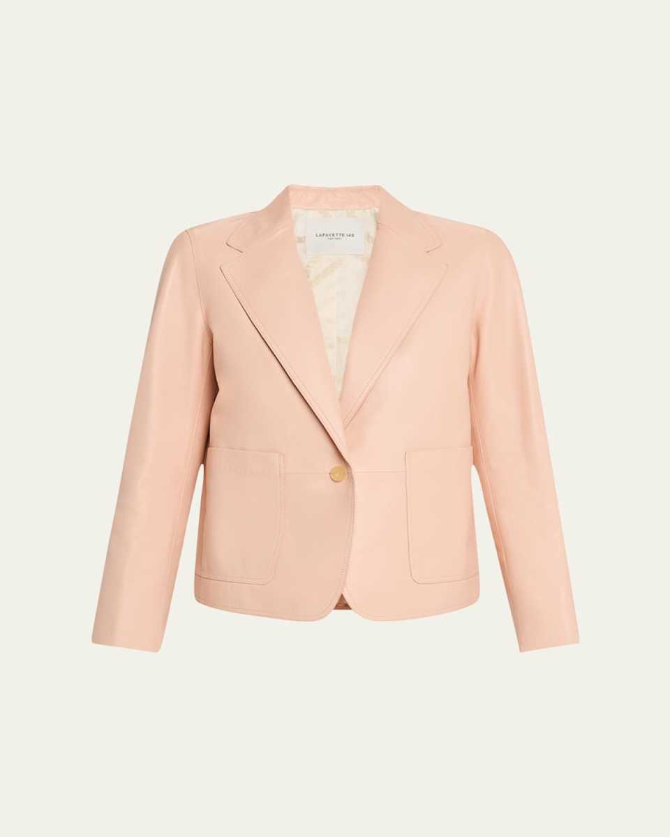 Single-Button Leather Boyfriend Blazer